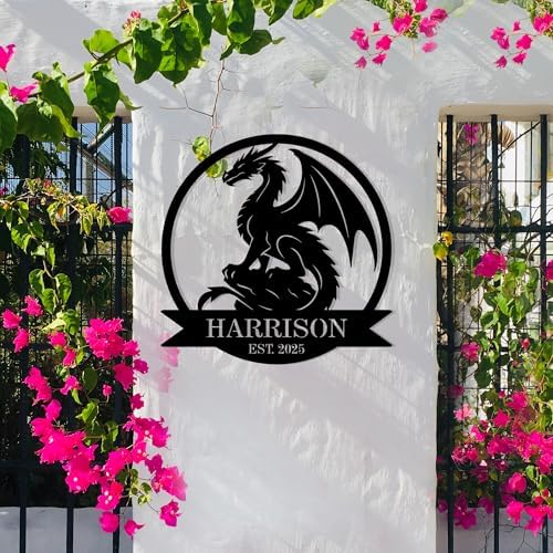 Custom Metal Dragon Wall Art Personalized Name Sign Western Dragon Wall Decor for Home Man Cave Outdoor Yard Fantasy Dragon Lover Gift Medieval Wall Decoration 1 - Image 3