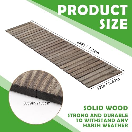Landical 24ft Wooden Garden Pathway Walkway, Roll Out Outdoor Path,Gray - Image 2