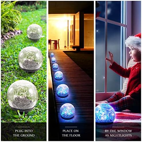 Honoson 4 Pcs Decorative Solar Globe Lights Outdoor Waterproof, 3.9 Inch - Image 6
