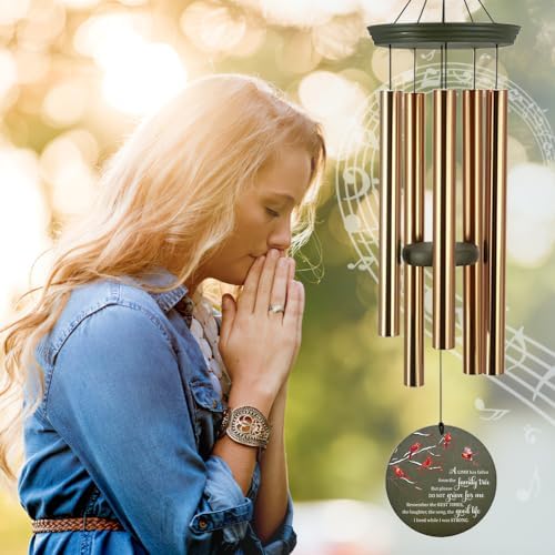 Personalized Sympathy Wind Chime, 36 Inch Memorial Wind Chimes for Outside, Cardinal Wind Chimes, Wind Chime Deep Tone for Loss of Loved One for Condolences/Funeral - Image 6