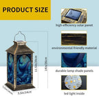 Solar Lantern Mid Century Stained Glass Outdoor Waterproof Garden Hanging Lantern Solar Powered Lighting Outside Solar Light for Patio Yard Camping, Gifts for Women Mom - Image 2