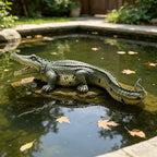 23" Simulated Crocodile Garden Statue, Resin Animal Ornament Outdoor Decor - Image 3