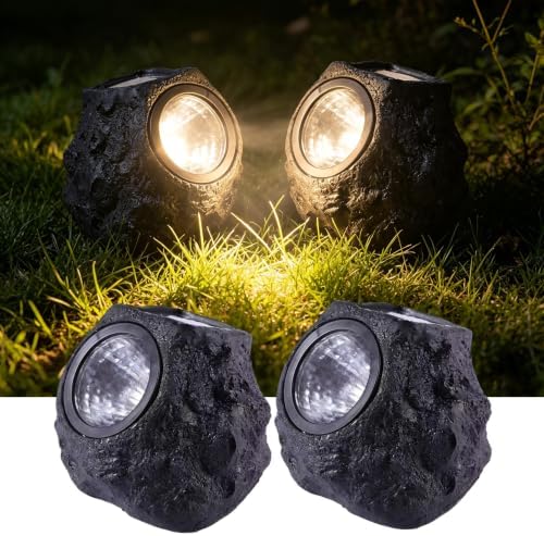 Solar Rock Lights Outdoor, 2 Pack Warm White LED Garden Stone Lights, Realistic Rock Design,Wireless Solar Powered Pathway Lights, IP65 Waterproof Landscape Spotlights for Yard Patio Lawn by ImprovetheAirEnvironment-Humidifier