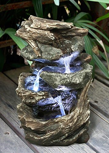 Hi-Line Gift Ltd Log and Stone Waterfall Fountain with LED Light - Image 2