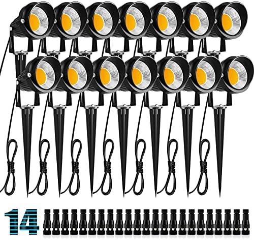 ZUCKEO 10W Low Voltage Landscape Lights LED Landscape Lighting with Connectors, 12V Outdoor Spotlights Yard Garden Pathway Lights, 1000LM Waterproof Warm White Light (14 Pack) by ZUCKEO