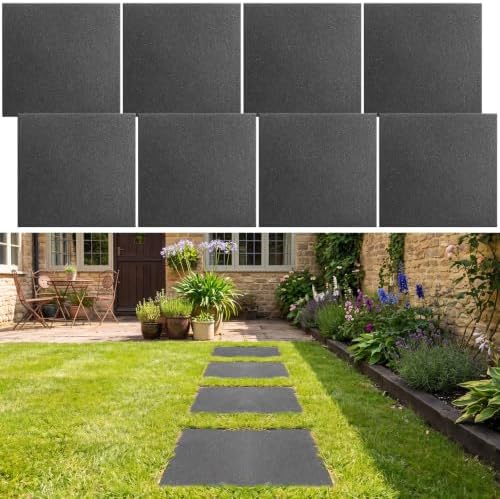Nuanchu 8 Pcs Rubber Stepping Stones Outdoor 12 x 12 Inch, Square, Gray by Nuanchu