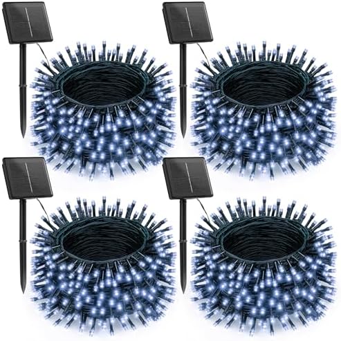 Brightown 4 Pack Solar Christmas Lights Outdoor, 184FT 480 LED, Pure White by Brightown