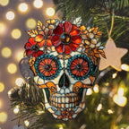 Floral Sugar Skull Acrylic Suncatcher - Image 6
