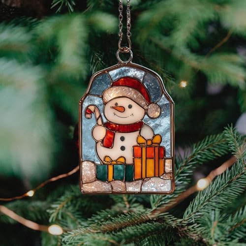 Cute Snowman Giving Presents Acrylic Suncatcher - Image 4
