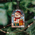 Cute Snowman Giving Presents Acrylic Suncatcher - Image 4
