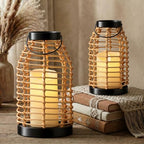 Rattan Lanterns Decorative Indoor 2-Pack, Handmade Boho Candle Lantern - Image 5