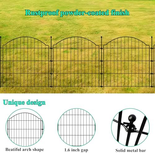 Decorative Garden Fences 24in x 30ft, 15 Pack Outdoor Fencing Animal Barrier Dog Border, Metal Wire Fence Panels for Garden Decor, Flower Bed Edging Borders for No Dig Patio Yard - Image 4
