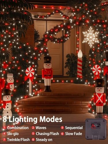 Solar Christmas Lights Outdoor, 4 Pack Solar String Lights Red and White - Image 3
