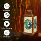 Solar Lantern Elegant Stained Glass Koi Fish Flowing Tails Turquoise Blue Outdoor Waterproof Hanging Solar Light Outside Lights for Patio Yard House Lawn Decor Birthday Gifts for Women Mom - Image 5