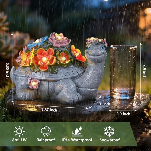 Large Solar Turtle Garden Statue,Outdoor Animal Statues for Garden,Yard,Lawn,Patio,Porch, Balcony, Unique Birthday Gifts for Mom, Women, and Grandma - Image 4