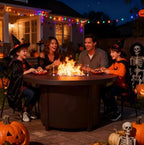 48" Round Propane Fire Pit Table with Lid, 40,000 BTU Outdoor Gas Fire Pits CSA Certified for Outside Steel Tabletop Fire Pit with Blue Glass Rock&Windshield Glass for for Patio, Balcony,Garden - Image 3