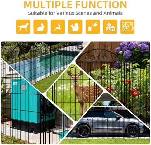 COLRASN 10 Panels No Dig Decorative Garden Dog Fence Outdoor for Yard, 48in(H) x 24.16ft(W) Tall Animal Barrier Fenceing Panels, Rustproof Ground Stakes Temporary Wire Screen for Patio - Image 6