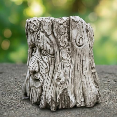 OLOMA Tree Stump Face Concrete Garden Statue Outdoor Sculpture for Patio Yard Lawn Decor Rustic Woodland Planter Style Ornament Fantasy Forest Garden Decoration Gift - Image 3