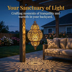 Moroccan Style Artisan Solar Lights Outdoor, Waterproof Hanging Solar Lanterns for Garden Decor, Decorative Metal Chandelier for Patio, Porch, Yard, Unique Gifts for Women & Mom (1Pc) - Image 3