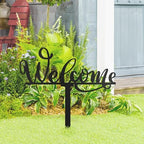 Metal Welcome Sign Garden Stake Art Decorative, Elegant Script Design Gifts Silhouette Statues for Yard Art, Outside, Patio, Outdoor Decor, Garden Decorations, Lawn Ornaments - 24" Black - Image 3