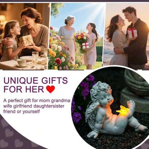 Solar Angel Outdoor Garden Decor Statues Ches Solar Outdoor Sculptures for Outside Yard Art Patio Balcony Front Lawn Ornaments Gifts for Mom Grandma Women - Image 5
