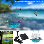 Solar Cascade Hanging Bird Bath Fountain Solar Powered Birdbath Water Fountain Pumps Dispenser Outdoors Decor Hummingbird Bath Shower Bowl Kit Garden Gift Yard Patio Backyard Decoration (Pink) - Image 5