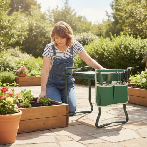 Heavy Duty Garden Kneeler and Seat | Garden Kneeler with Tool Pouch, Multifunctional, for Planting, Gardeners, Large Cloth Bag - Image 4