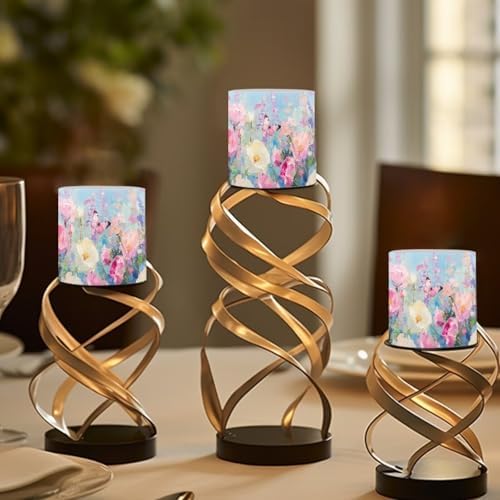 Flameless LED Lights Candles Oil Painting Flower Butterfly Pattern 4 Pieces Battery Powered LED Candles with Remote for Valentine Party Wedding Birthday Party Outdoor - Image 4