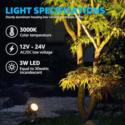 SUNVIE All-in-One LED Low Voltage Landscape Lighting Kit Dusk to Dawn 12PCS - Image 3