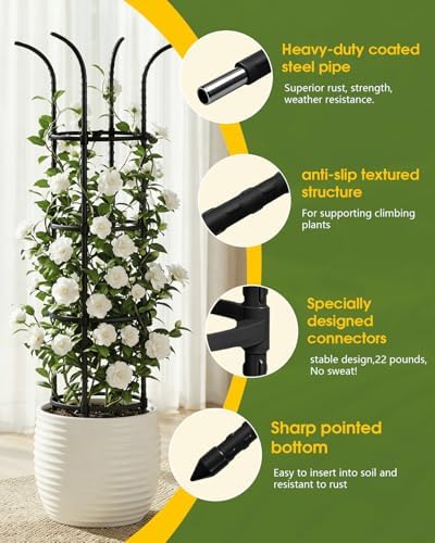 2 Pack 6.2ft High Adjustable Garden Trellis for Climbing Plants, Black - Image 4