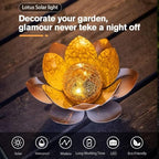 AIINY Garden Solar Lights Outdoor(2Pack), Amber Crackle Globe Glass Lotus Decoration, Waterproof Orange Metal LED Flower Lights for Patio,Lawn,Walkway,Tabletop,Ground, Garden Gifts for Women - Image 2