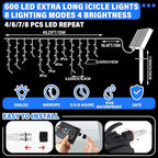 Retisee 65ft Blue White Solar Icicle Christmas Light for Outdoor Decoration - Image 2