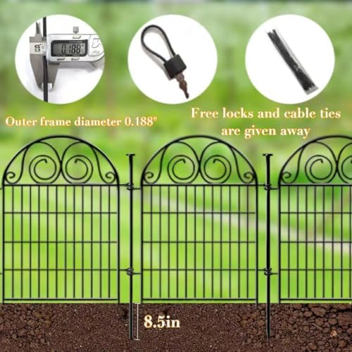 Getlay Dog Fence Outdoor for Yard, 32 Inch(H) 24 Panels Total Length 52.5 Ft(L) Pet Fence, Black Metal Animal Barrier Fencing，Reusable Decorative Fences for Garden │Patented - Image 5