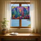 Glowing Coral Garden with Tiny Seahorse Rectangular Stained Glass Suncatcher – Hanging Window Panel with Animal & Nature Scene – Vibrant Glass Art Gift for Wildlife, Fantasy, Nature Lovers gQJxpI - Image 6