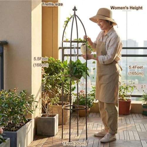 Garden Obelisk Trellis 100% Metal Heavy Duty 5.5 ft for Climbing Vines - Image 7