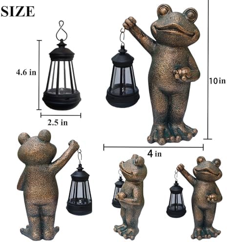 Garden Frog Statue Gifts Outdoor Fairy Garden Accessories Outdoor Lights Solar Garden Frog Decor Art Housewarming Gift for Patio,Yard,Lawn Ornament - Image 3
