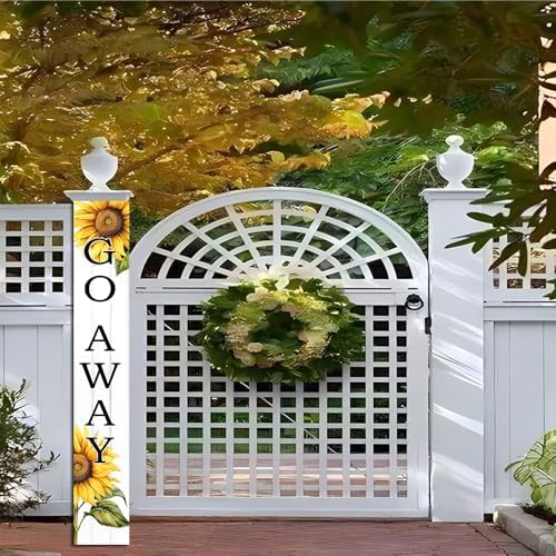 Go Away Porch Sign,Unwelcome Door Sign Door Sunflowers Seasonal Welcome Wooden Plaque Hanging Outdoor Farmhouse For Spring Summer Yard Standing Decorations 8x48inch - Image 7