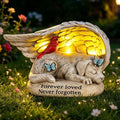 Dog Memorial Stone with Solar Lights Angel Wings Cardinal 8 Inch by YHSOLAR