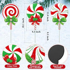Drydiet 3 Pack Metal Christmas Yard Signs Decor Xmas Yard Stakes Outdoor with Stakes for Holiday Outdoor Garden Lawn Pathway Decoration(Candy) - Image 2