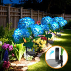 Solar Garden Lights 4 Pack, LED Blue Hydrangea Waterproof Auto On/Off - Image 3