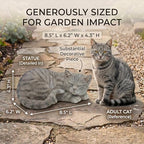 Grey Sleep Cat Statues Outdoor Decorative, Cat Memorial Statue for Yard Lawn Patio Porch, Garden Pet Grave Marker Figures, 9.44" L x 6.29" W x 4.33" H - Image 4