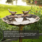 32inch Antique Bird Bath Outside Garden Weather Resistant Polyresin Backyard Expressions - Image 2