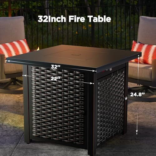 Ciays 32 Inch Propane Fire Pit, CSA-Listed Outdoor Gas Fire Pits 50,000 BTU Steel Fire Pit Table with Lid, Add Warmth and Ambience to Gatherings and Parties On Patio Deck Garden, Black,CIFPT4B - Image 6