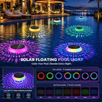 Solar Powered Floating Pool Lights with Rotating Motor – 7.6" Self-Spinning RGB Color-Changing Lights for Above Ground Pools. IP68 Waterproof. Perfect for Parties, Night Swim, Backyard – 2 Pack. - Image 4
