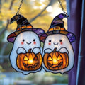 Cute Witch Ghost and Pumpkin Acrylic Suncatcher by AVAGAN