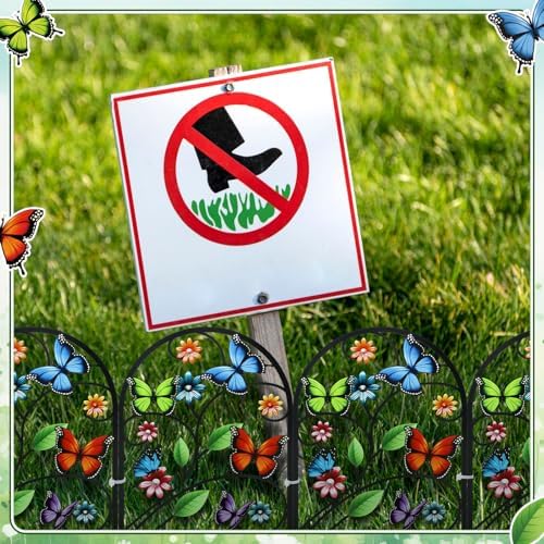 Yaocom 12 Pack Butterfly Garden Fence 16.5" H x 11.8" W Metal Stake - Image 3