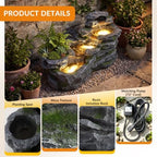 TITIMO 36.6" L Outdoor Water Fountain, 4-Tier Garden Fountain w/LED Lights - Image 6