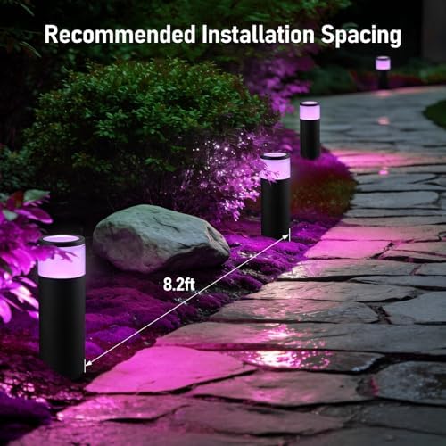 LEONLITE 4-Pack LED Landscape Bollard Path Lighting, RGB, 4.5W - Image 6