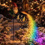 Christmas Gnome Solar Light Watering Can Stake for Garden and Pathway - Image 3