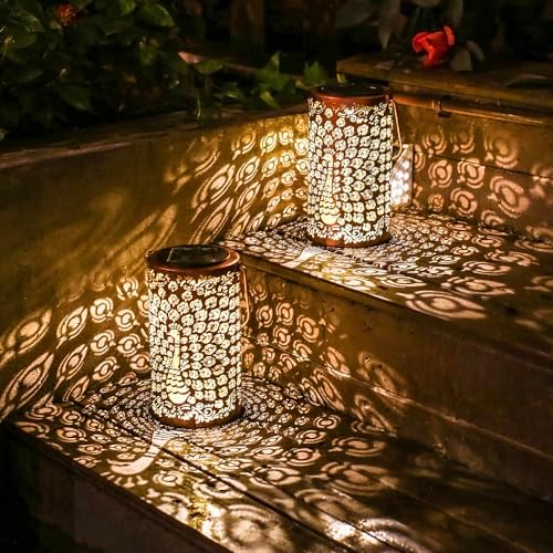 Peacock Solar Lanterns Outdoor Waterproof Hanging Solar Lights Peacock Gifts for Women Men Metal Decorative LED Lanterns for Yard, Patio, Lawn, Tabletop, Pathway, Landscape, Garden Decor - Image 5